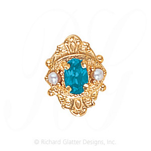 GS467 OP/PL - 14 Karat Gold Slide with Opal center and Pearl accents 